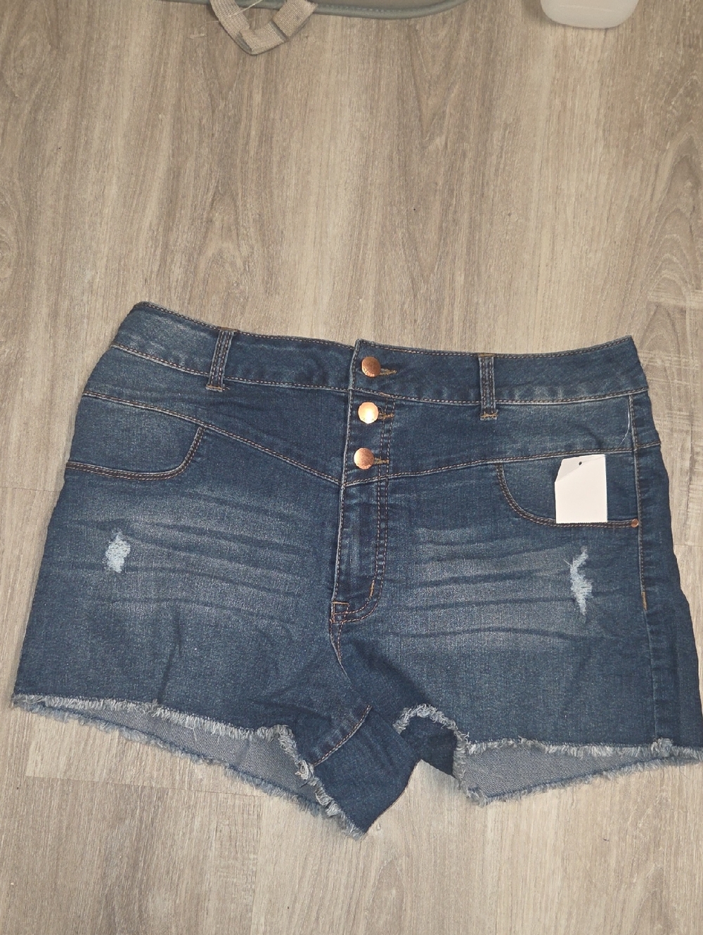 Charlotte Russe Dark Blue Distressed High Waist Jean Shorts
